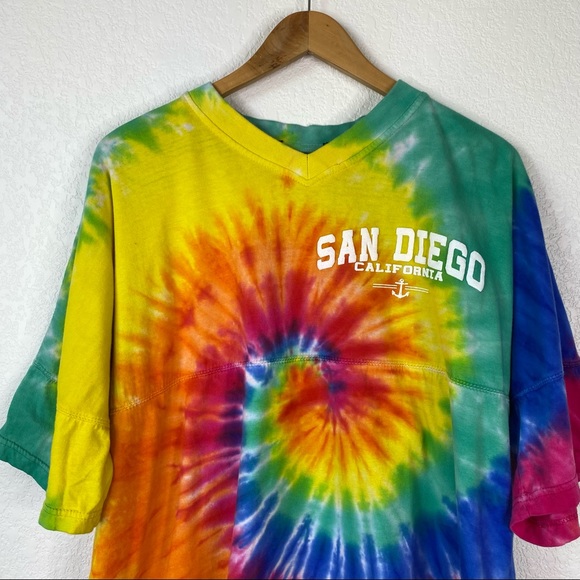 San Diego California Tie Dye Spell Out T-Shirt - Picture 2 of 8